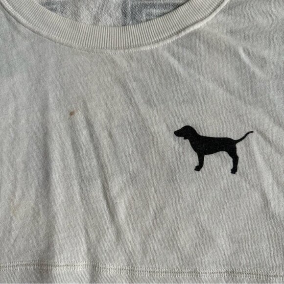 Victoria's Secret PINK | FLAWED White & Black Varsity Crew Sweater | Size Medium - Picture 4 of 12